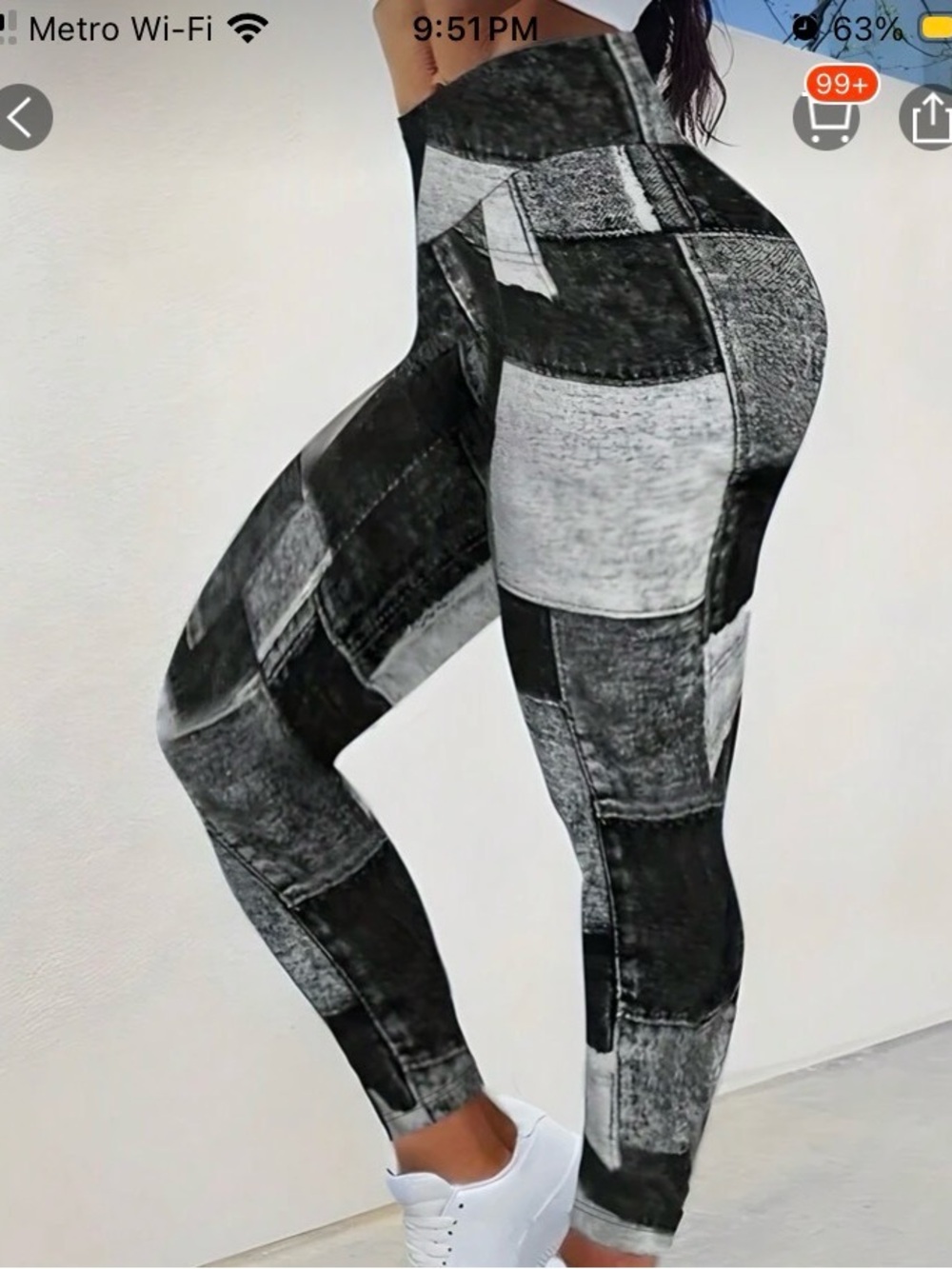 High-Waist Patchwork Print Women’s Leggings - Black/Grey